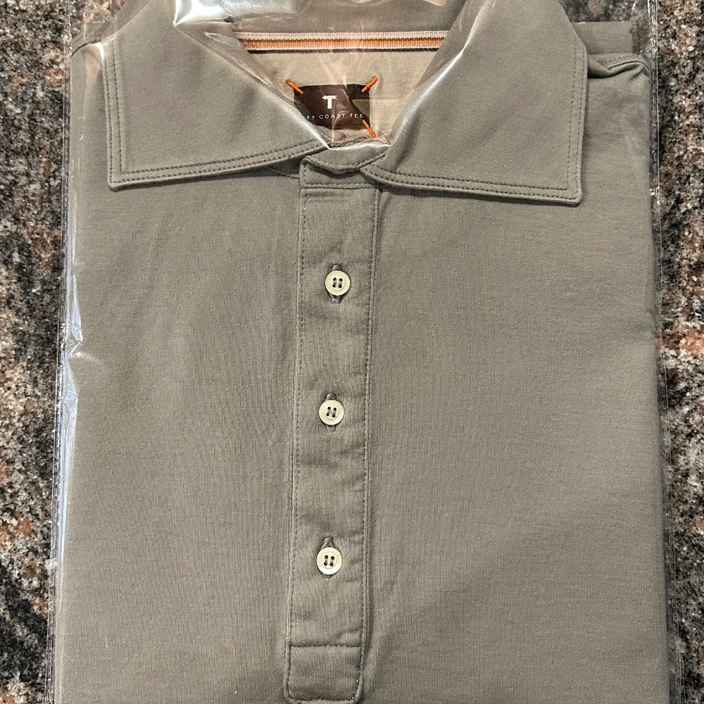 "T" Left Coast Superfine Polo / Sage-Green Pima Cotton SZ M